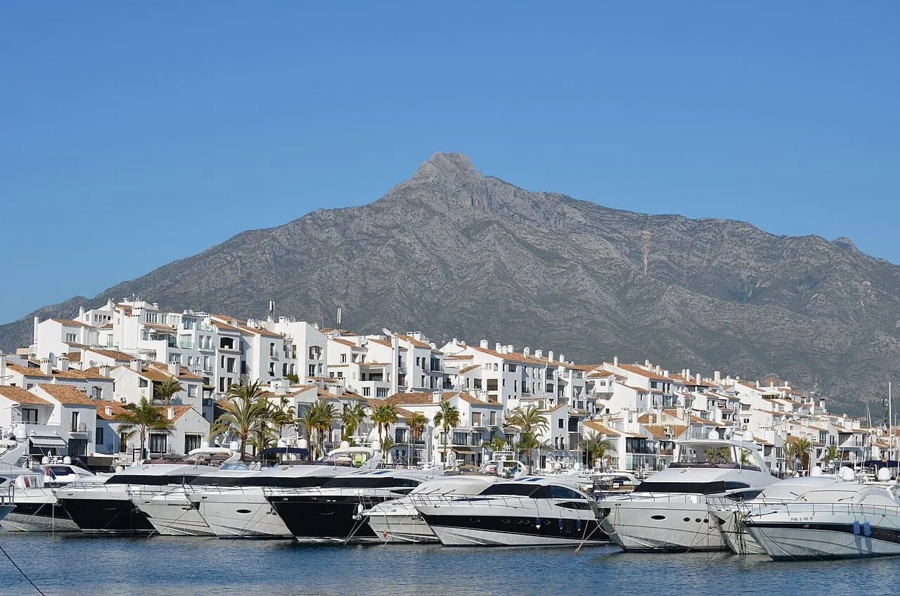 EQUIPO DE MUDANZAS LA SEDA CARGANDO MUEBLES EN UNA CALLE DE MARBELLA CON CAMIÓN MARCADO