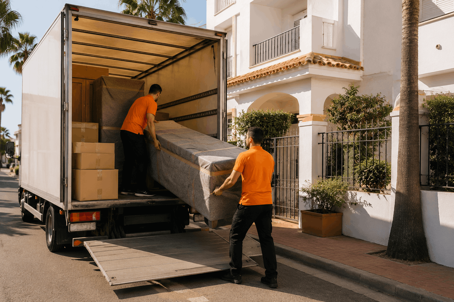 OPERARIOS RECOGIENDO MUEBLES A DOMICILIO PARA ALMACENAJE TEMPORAL EN LA COSTA DEL SOL